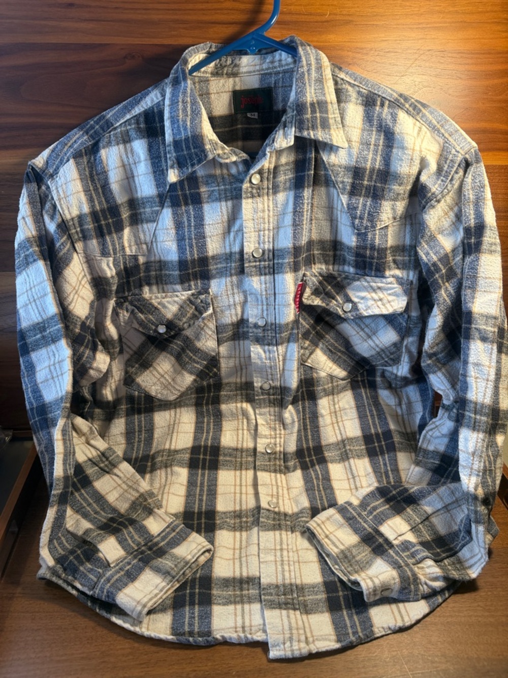 Men's Joseph Gray and White Plaid Button-Down Shirt  Medium